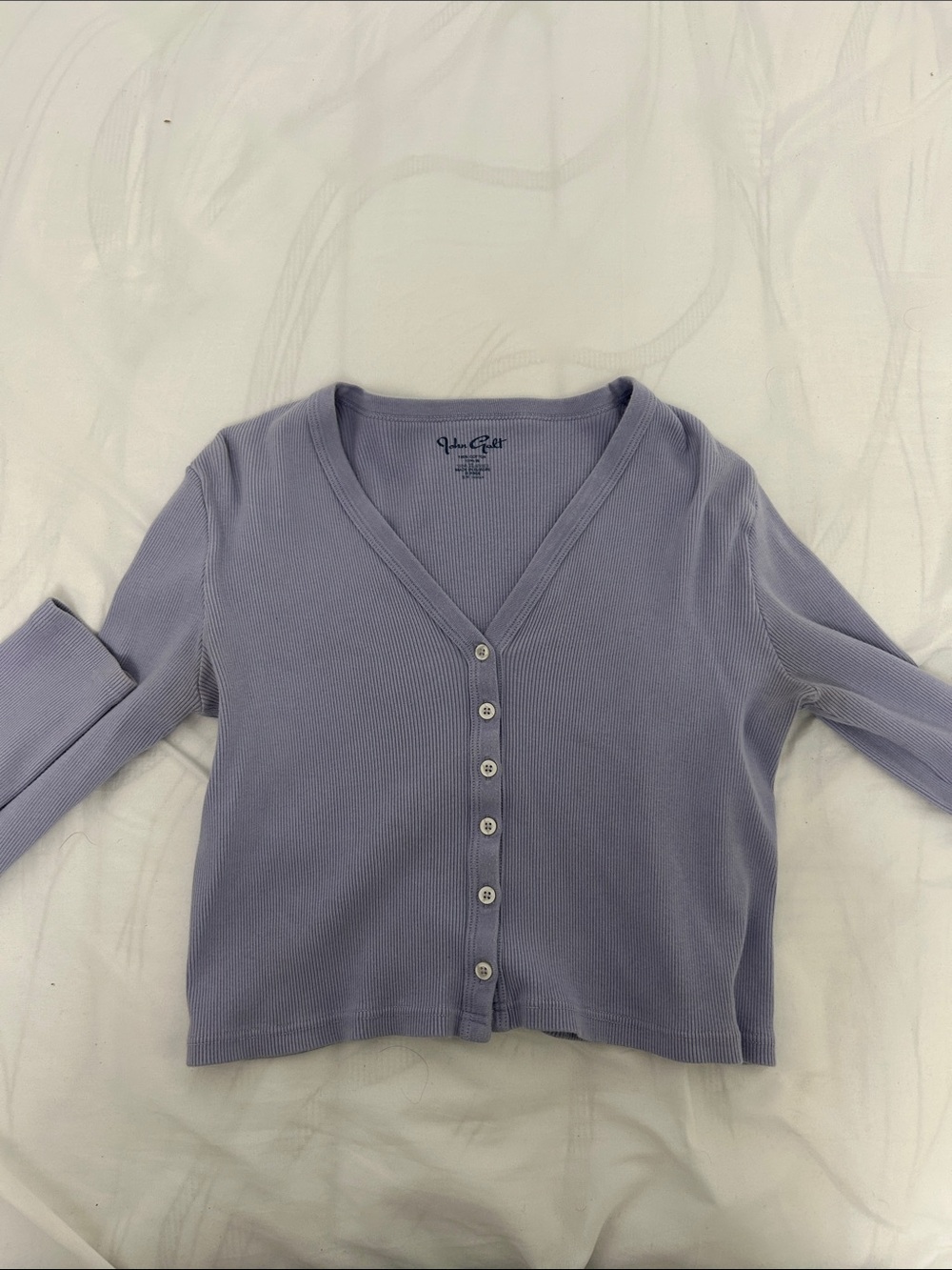 Brandy Melville Lavender Ribbed Button-Front Cardigan